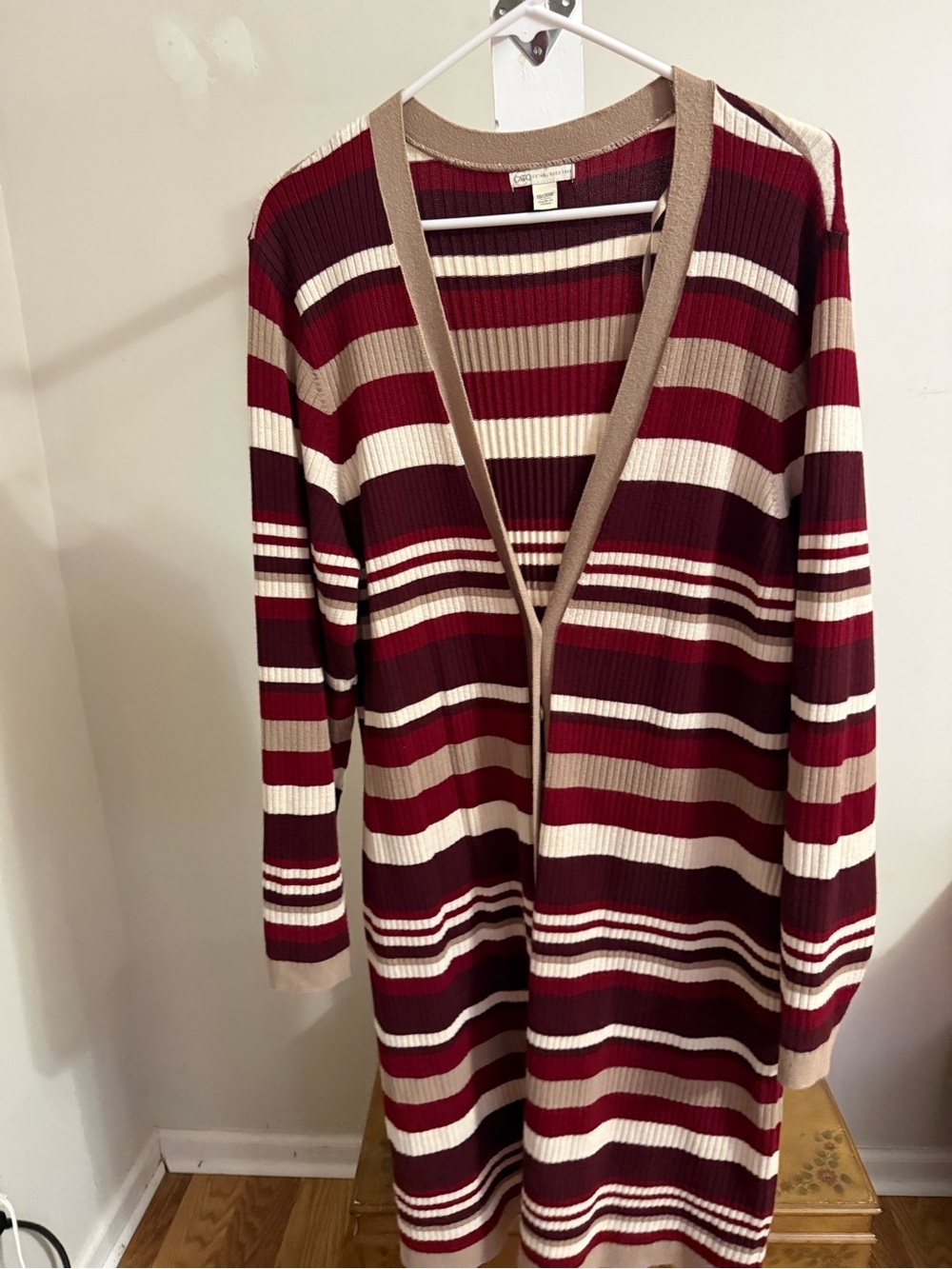 Cato Striped Button Front Duster Cardigan